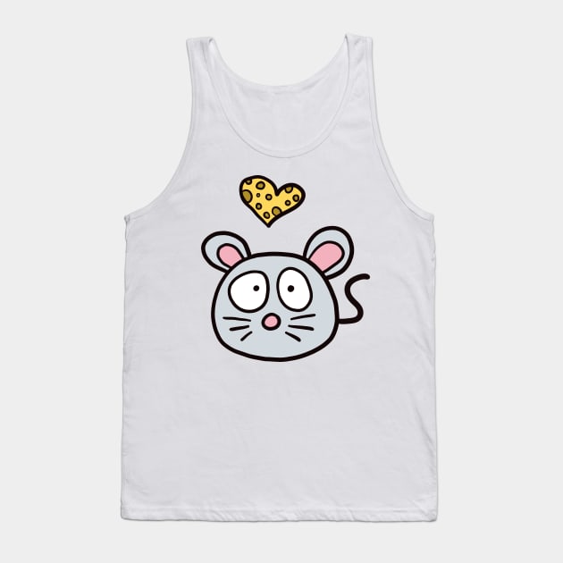 Mouse with a heart of cheese Tank Top by ThomaeArt